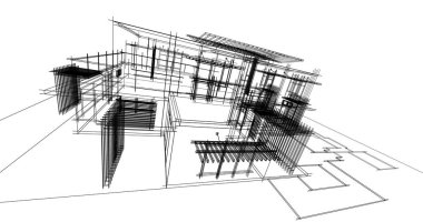 Ev kavramı kroki 3d çizim