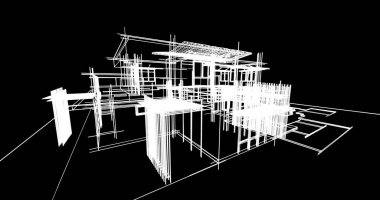 Ev kavramı kroki 3d çizim