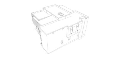 Arkaplanda mimari bina 3d illüstrasyon,