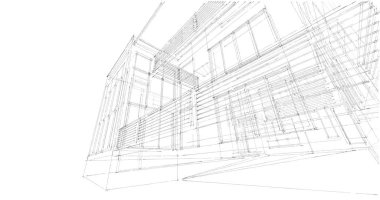 Arkaplanda mimari bina 3d illüstrasyon,