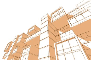 Binanın mimari 3d çizim çizim ev