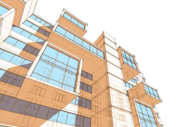 mimari çizimleri 3B illüstrasyon - illüstrasyon