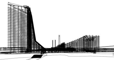 Binanın mimari 3d çizim çizim ev