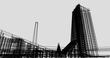 mimari çizimleri 3B illüstrasyon - illüstrasyon