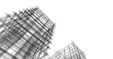 mimari çizimleri 3B illüstrasyon - illüstrasyon