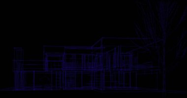 Binanın mimari 3d çizim çizim ev