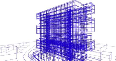 mimari çizimleri 3B illüstrasyon - illüstrasyon