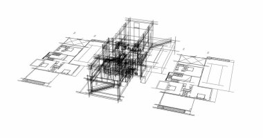 Ev kavramı kroki 3d çizim