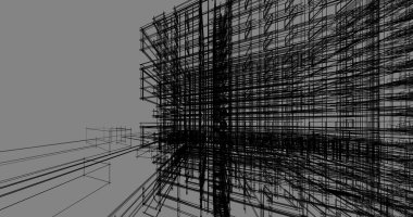 mimari çizimleri 3B illüstrasyon - illüstrasyon