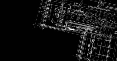 mimari çizimleri 3B illüstrasyon - illüstrasyon