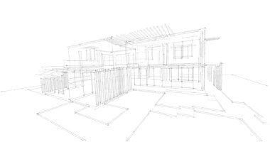 Ev kavramı kroki 3d çizim