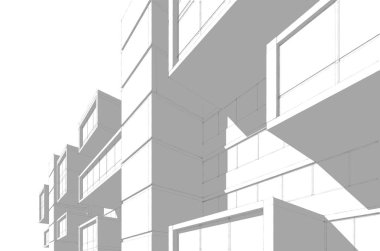 Binanın mimari 3d çizim çizim ev