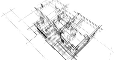Ev kavramı kroki 3d çizim