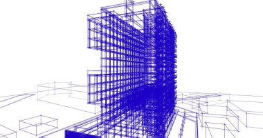 mimari çizimleri 3B illüstrasyon - illüstrasyon