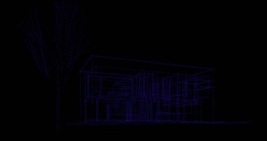 Binanın mimari 3d çizim çizim ev