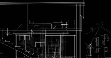 mimari çizimleri 3B illüstrasyon - illüstrasyon