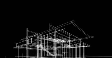 Ev kavramı kroki 3d çizim