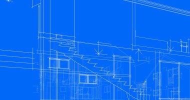 mimari çizimleri 3B illüstrasyon - illüstrasyon