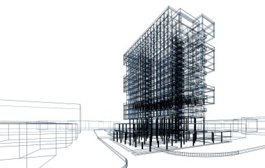 Binanın mimari 3d çizim çizim ev