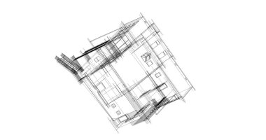 Arkaplanda mimari bina 3d illüstrasyon,