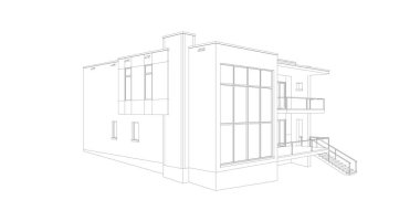 Arkaplanda mimari bina 3d illüstrasyon,