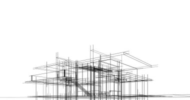 Ev kavramı kroki 3d çizim