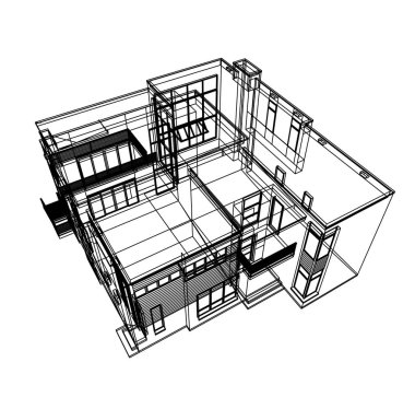 Ev kavramı kroki 3d çizim
