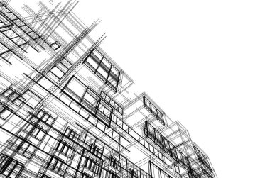 mimari çizimleri 3B illüstrasyon - illüstrasyon