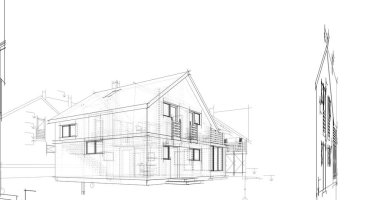 Binanın mimari 3d çizim çizim ev