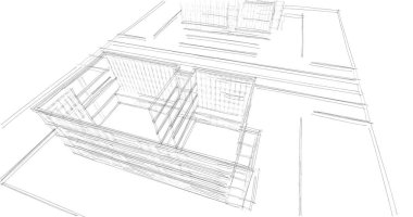 Binanın mimari 3d çizim çizim ev