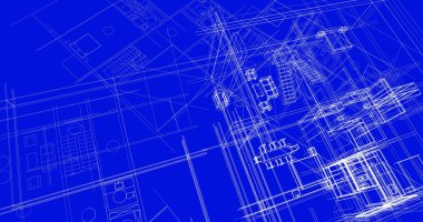 mimari çizimleri 3B illüstrasyon - illüstrasyon