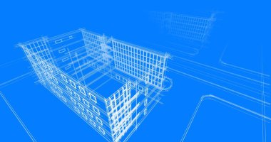 Binanın mimari 3d çizim çizim ev