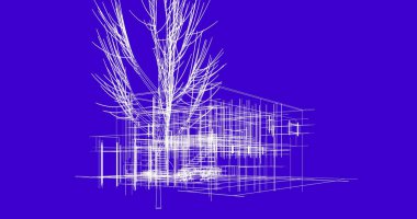 mimari çizimleri 3B illüstrasyon - illüstrasyon