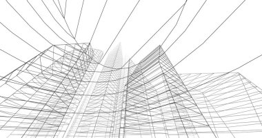 şehir mimarisi ve binalar 3D çizimi 