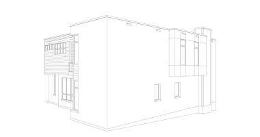 Arkaplanda mimari bina 3d illüstrasyon,