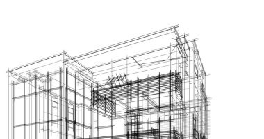 Ev kavramı kroki 3d çizim