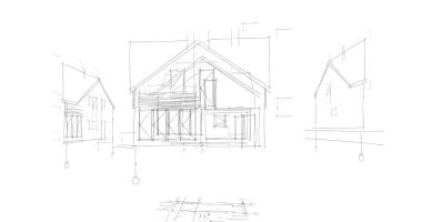 mimari çizimleri 3B illüstrasyon - illüstrasyon