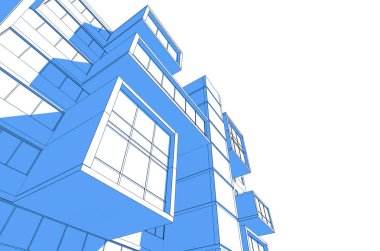 Binanın mimari 3d çizim çizim ev