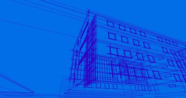 Binanın mimari 3d çizim çizim ev