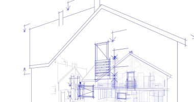 mimari çizimleri 3B illüstrasyon - illüstrasyon