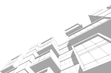 mimari çizimleri 3B illüstrasyon - illüstrasyon