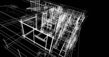 Ev kavramı kroki 3d çizim