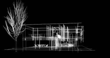 mimari çizimleri 3B illüstrasyon - illüstrasyon