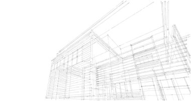 Arkaplanda mimari bina 3d illüstrasyon,