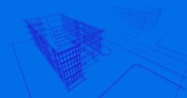 Binanın mimari 3d çizim çizim ev