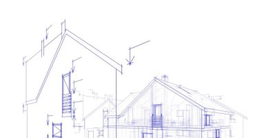 mimari çizimleri 3B illüstrasyon - illüstrasyon