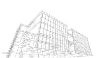 Binanın mimari 3d çizim çizim ev