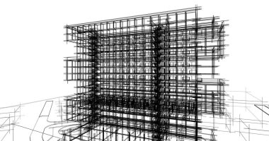 mimari çizimleri 3B illüstrasyon - illüstrasyon