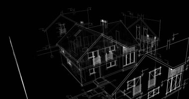 mimari çizimleri 3B illüstrasyon - illüstrasyon