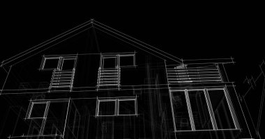 mimari çizimleri 3B illüstrasyon - illüstrasyon